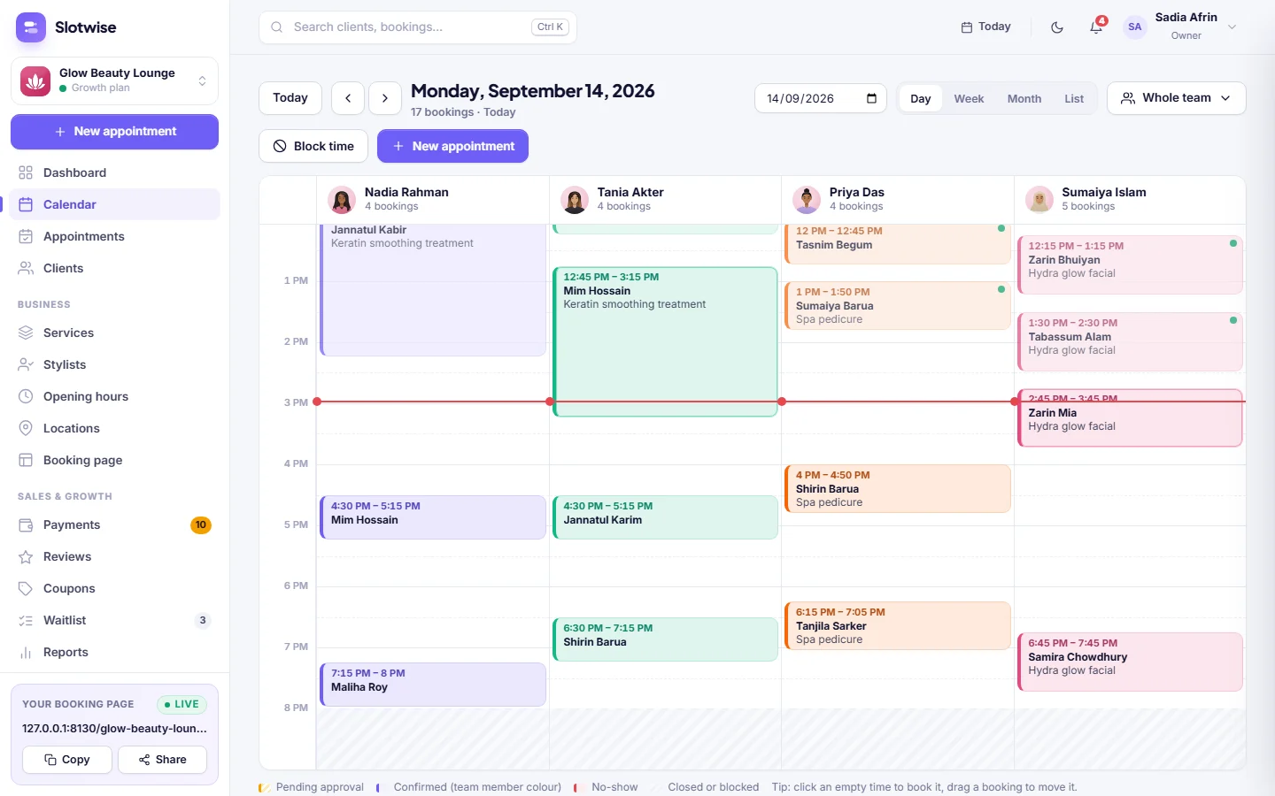 See your whole day — and your whole team — at a glance